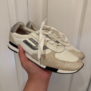 EUC Bally Gavina Glitter Lace Up Sneakers